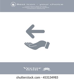 Pictograph of arrow on hand