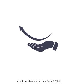 Pictograph of arrow on hand