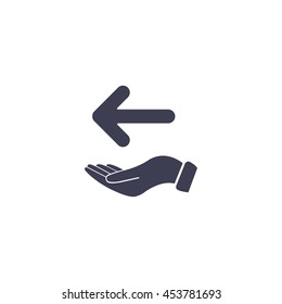 Pictograph of arrow on hand