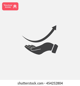 Pictograph of arrow on hand