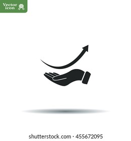 Pictograph of arrow on hand