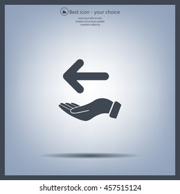 Pictograph of arrow on hand