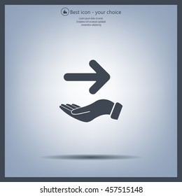 Pictograph of arrow on hand