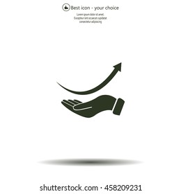 Pictograph of arrow on hand