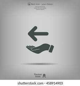 Pictograph of arrow on hand