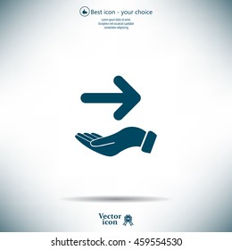 Pictograph of arrow on hand