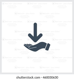 Pictograph of arrow on hand