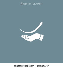 Pictograph of arrow on hand