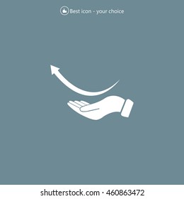 Pictograph of arrow on hand