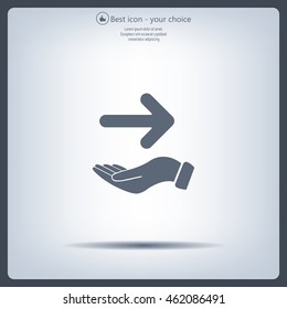Pictograph of arrow on hand