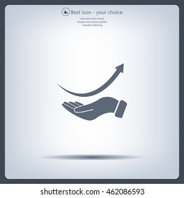 Pictograph of arrow on hand