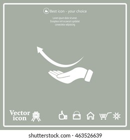 Pictograph of arrow on hand