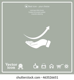 Pictograph of arrow on hand