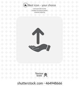 Pictograph of arrow on hand
