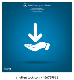 Pictograph of arrow on hand