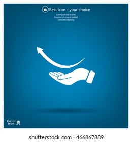 Pictograph of arrow on hand