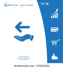 Pictograph of arrow on hand