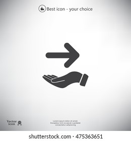 Pictograph of arrow on hand
