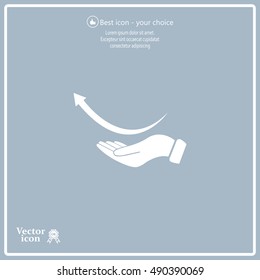 Pictograph of arrow on hand