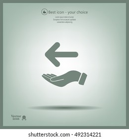 Pictograph of arrow on hand