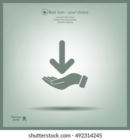 Pictograph of arrow on hand