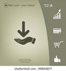 Pictograph of arrow on hand