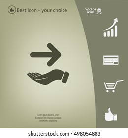 Pictograph of arrow on hand