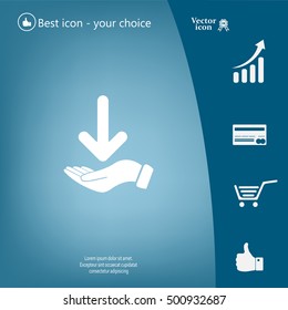Pictograph of arrow on hand