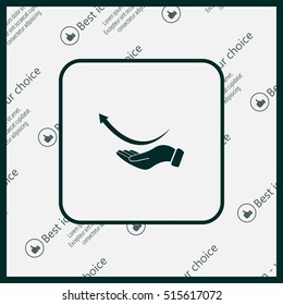 Pictograph of arrow on hand