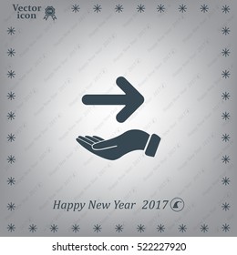 Pictograph of arrow on hand