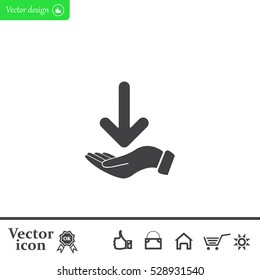 Pictograph of arrow on hand
