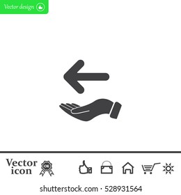 Pictograph of arrow on hand