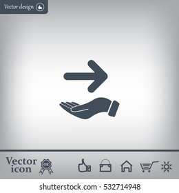 Pictograph of arrow on hand