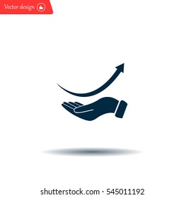 Pictograph of arrow on hand
