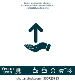 Pictograph of arrow on hand