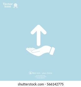 Pictograph of arrow on hand