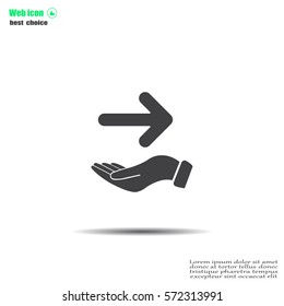 Pictograph of arrow on hand
