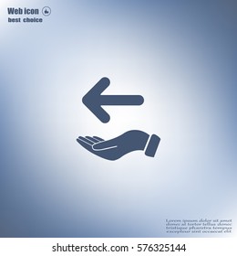Pictograph of arrow on hand