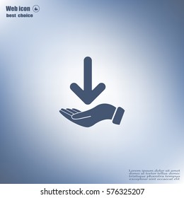Pictograph of arrow on hand