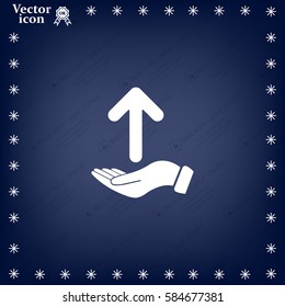 Pictograph of arrow on hand