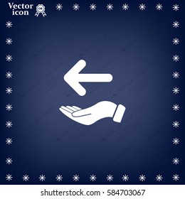 Pictograph of arrow on hand