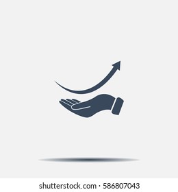 Pictograph of arrow on hand