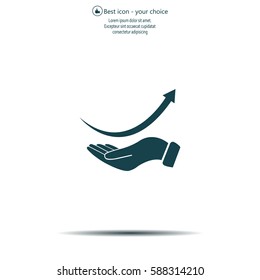 Pictograph of arrow on hand