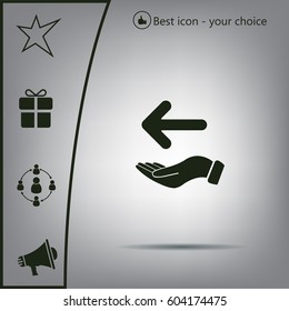 Pictograph of arrow on hand