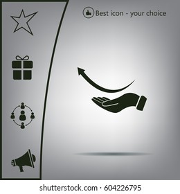 Pictograph of arrow on hand