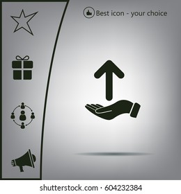 Pictograph of arrow on hand