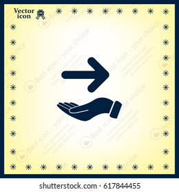 Pictograph of arrow on hand