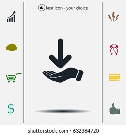 Pictograph of arrow on hand