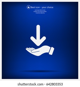 Pictograph of arrow on hand