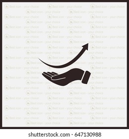 Pictograph of arrow on hand
